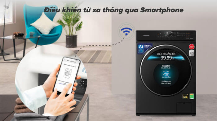 Khả năng kết nối Internet, điều khiển bằng điện thoại thông minh trên máy giặt sấy Panasonic dòng FR sấy 6kg