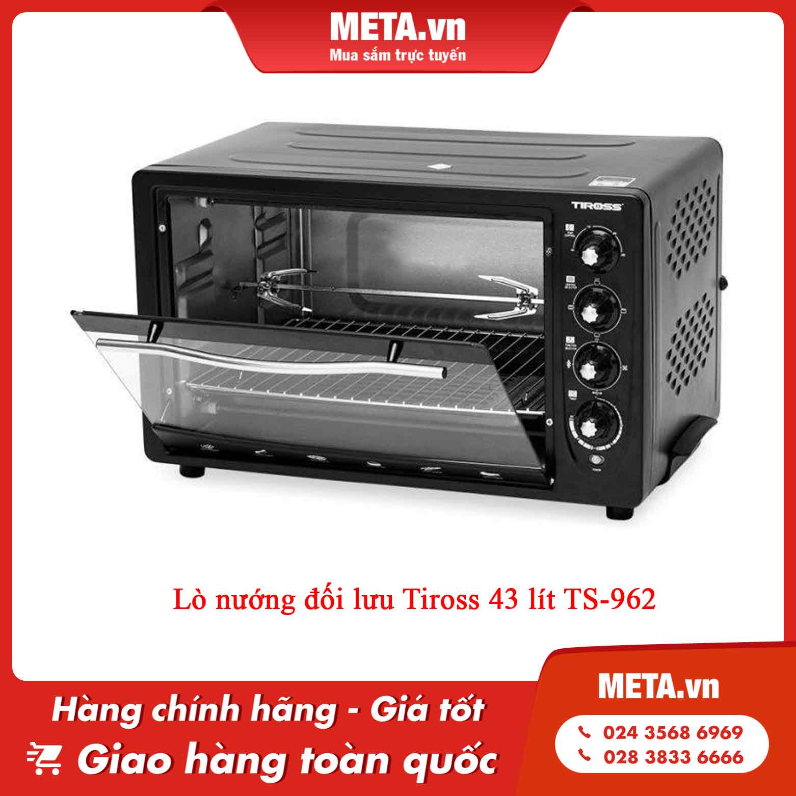 Lò nướng đối lưu Tiross 43 lít TS-962