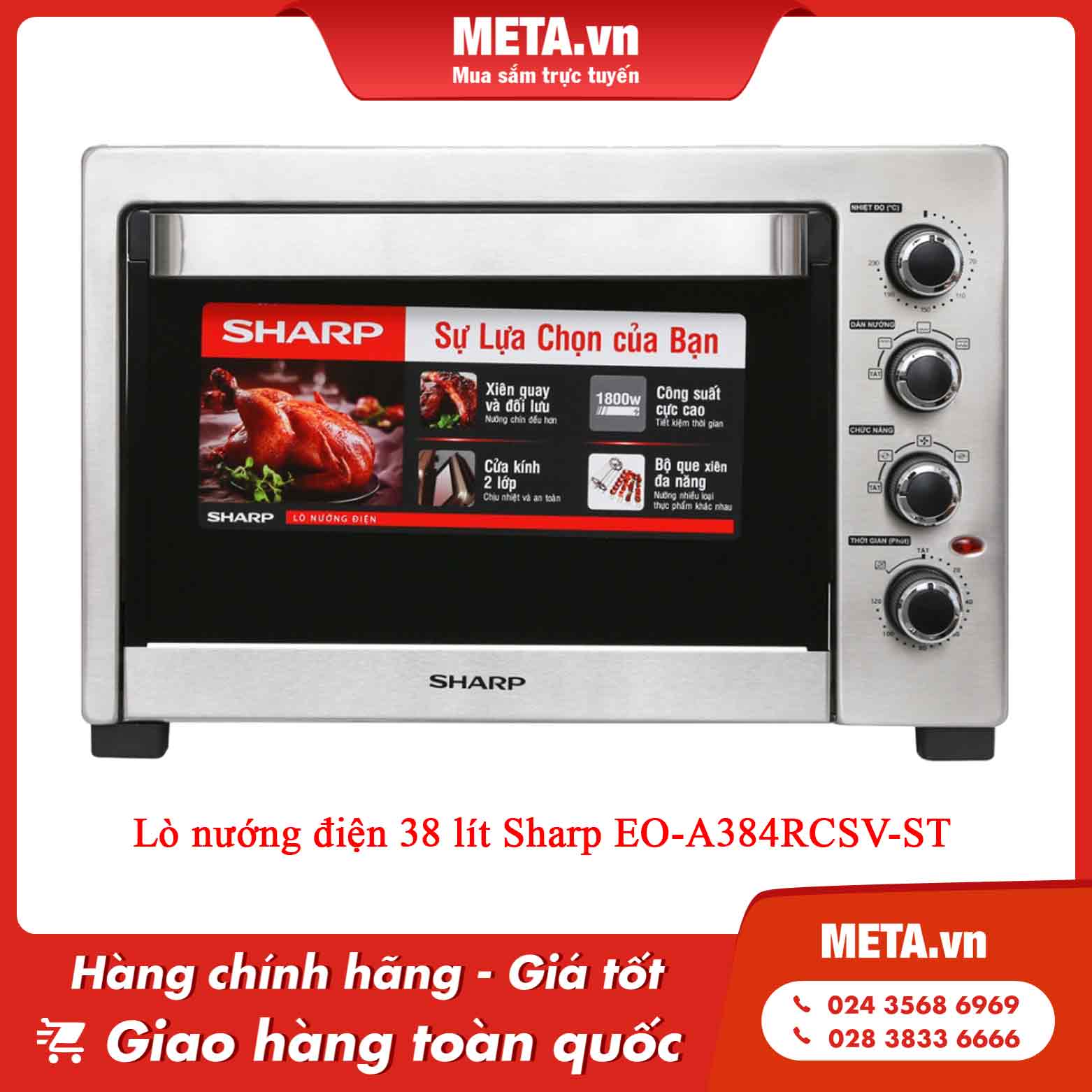 Lò nướng điện 38 lít Sharp EO-A384RCSV-ST