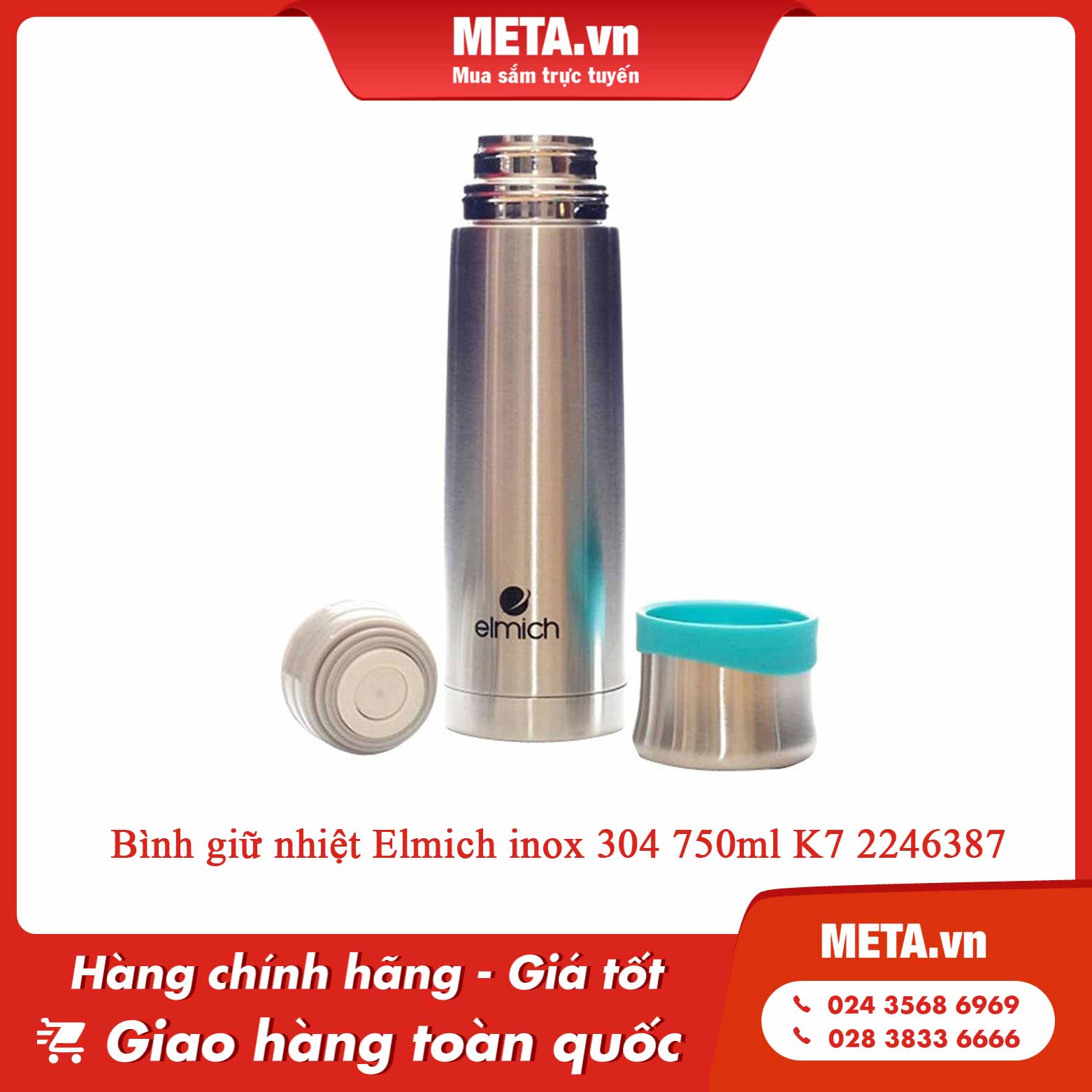 Bình giữ nhiệt Elmich inox 304 750ml K7 2246387