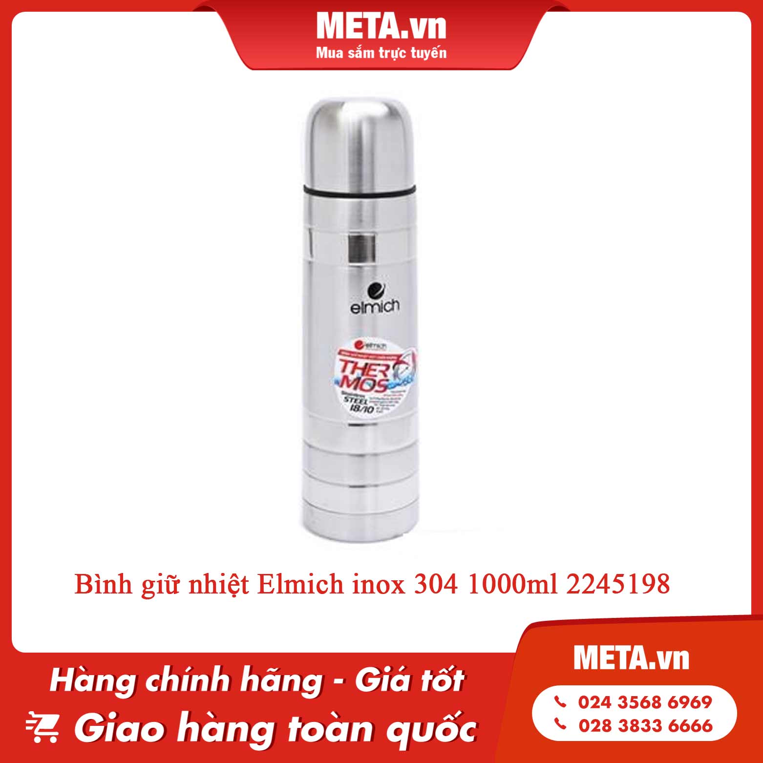 Bình giữ nhiệt Elmich inox 304 1000ml 2245198