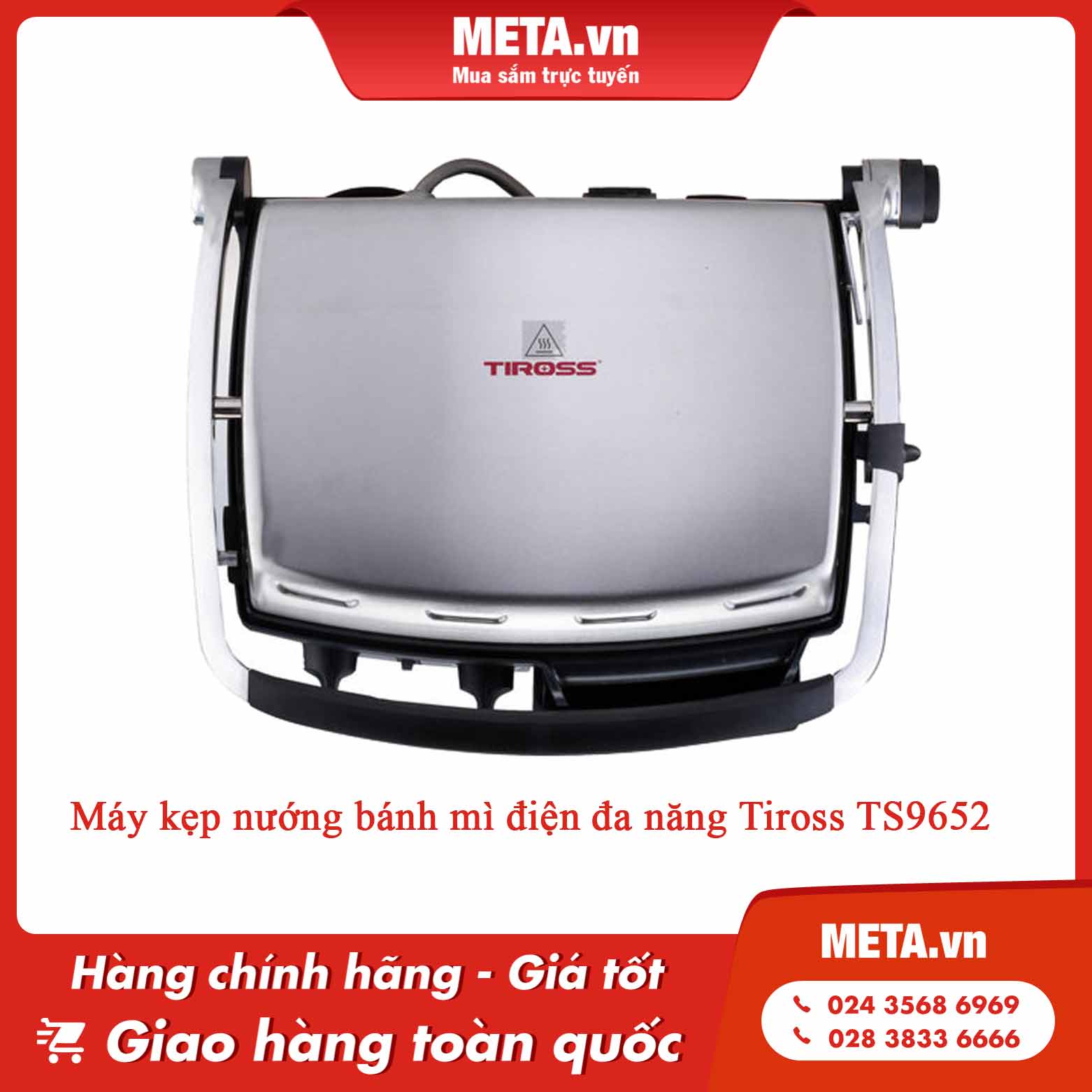 Máy kẹp nướng bánh mì điện đa năng Tiross TS9652
