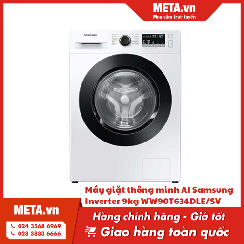 Máy giặt thông minh AI Samsung Inverter 9kg WW90T634DLE/SV