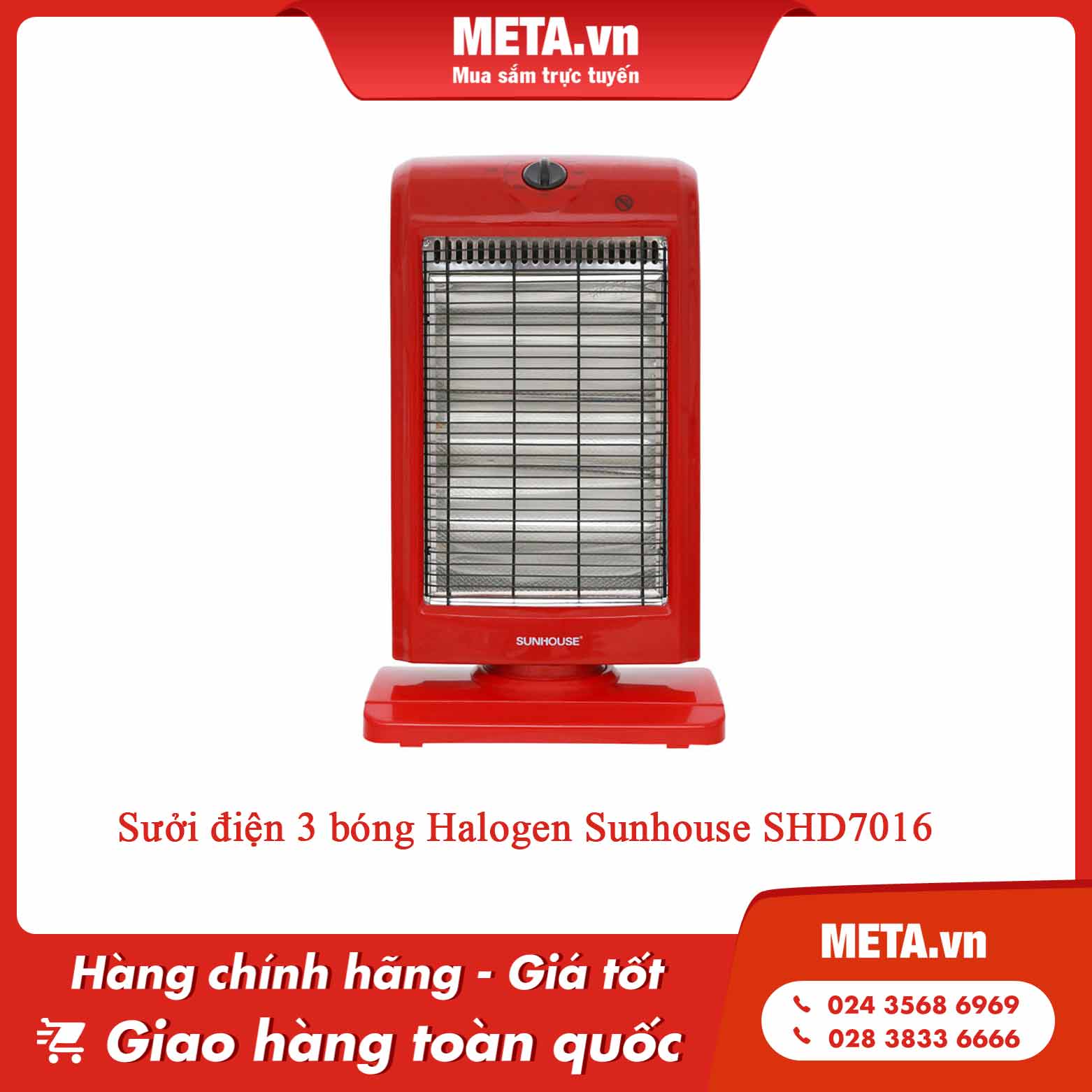 Sưởi điện 3 bóng Halogen Sunhouse SHD7016