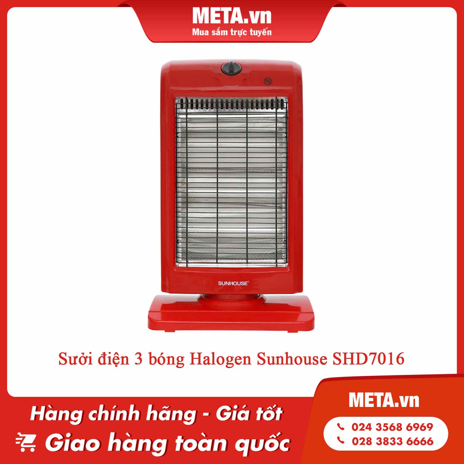 Sưởi điện 3 bóng Halogen Sunhouse SHD7016