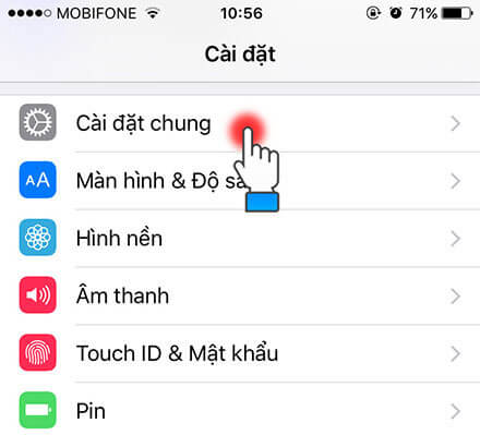 Vào cài đặt chung để kiểm tra iPhone chính hãng bằng số sê ri