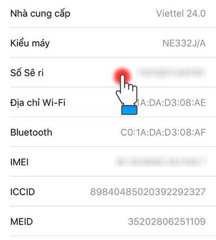 Copy số sê ri để kiểm tra iPhone chính hãng bằng số sê ri