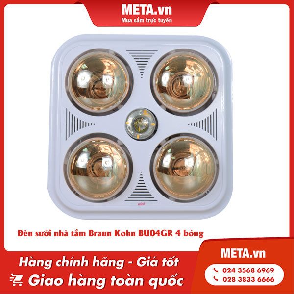 Đèn sưởi nhà tắm Braun Kohn BU04GR 4 bóng