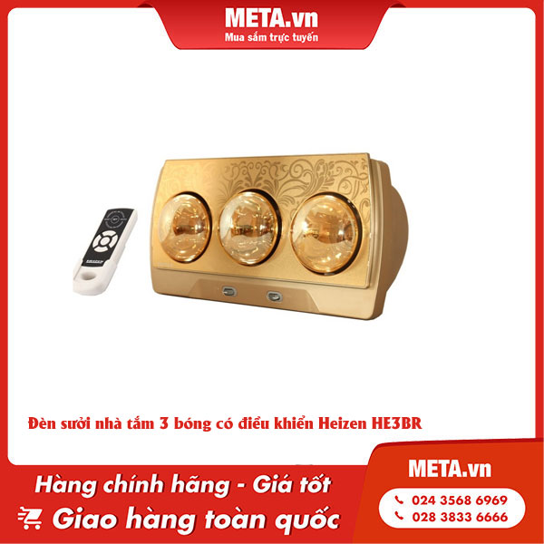 Đèn sưởi nhà tắm 3 bóng có điều khiển Heizen HE3BR