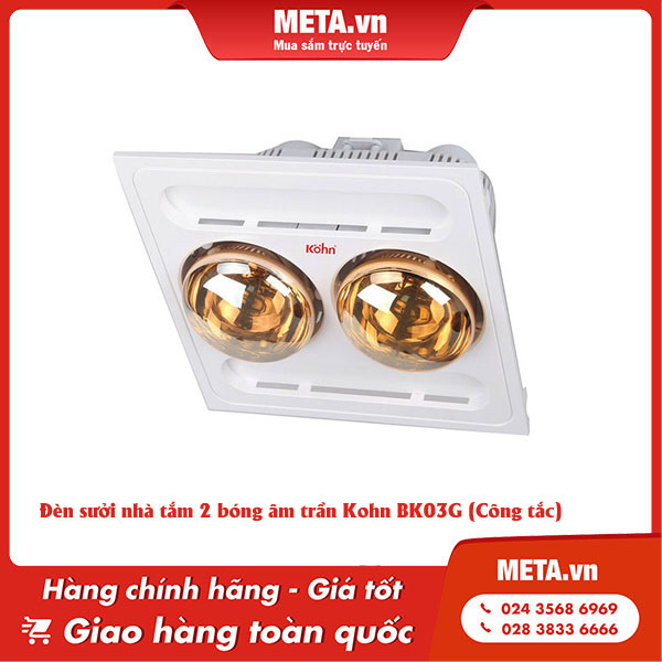 Đèn sưởi nhà tắm 2 bóng Kohn BK03G