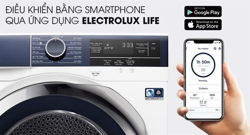 Kết nối wifi điều khiển máy giặt từ xa qua ứng dụng Electrolux Life 