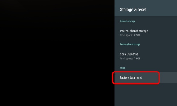 Chọn Factory data reset (Thiết lập lại dữ liệu ban đầu)