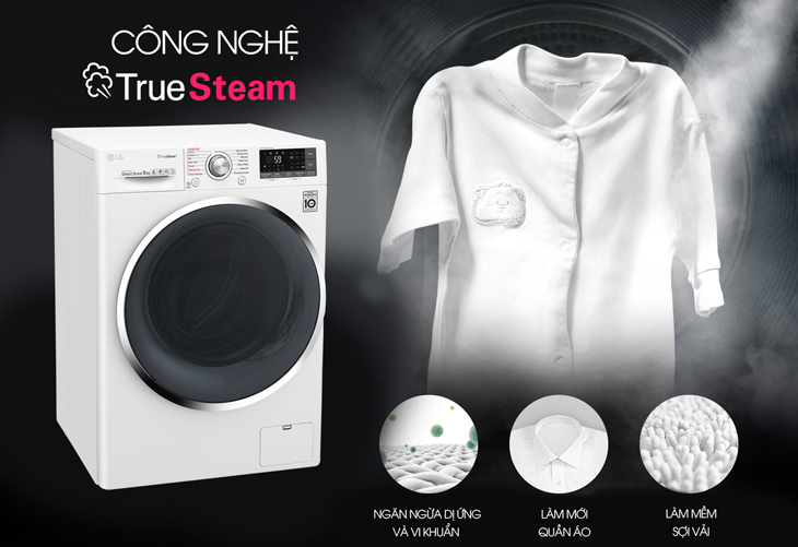 Công nghệ giặt hơi nước True Steam trên máy giặt LG