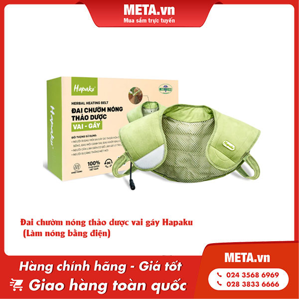 Đai chườm nóng thảo dược vai gáy Hapaku (Làm nóng bằng điện)
