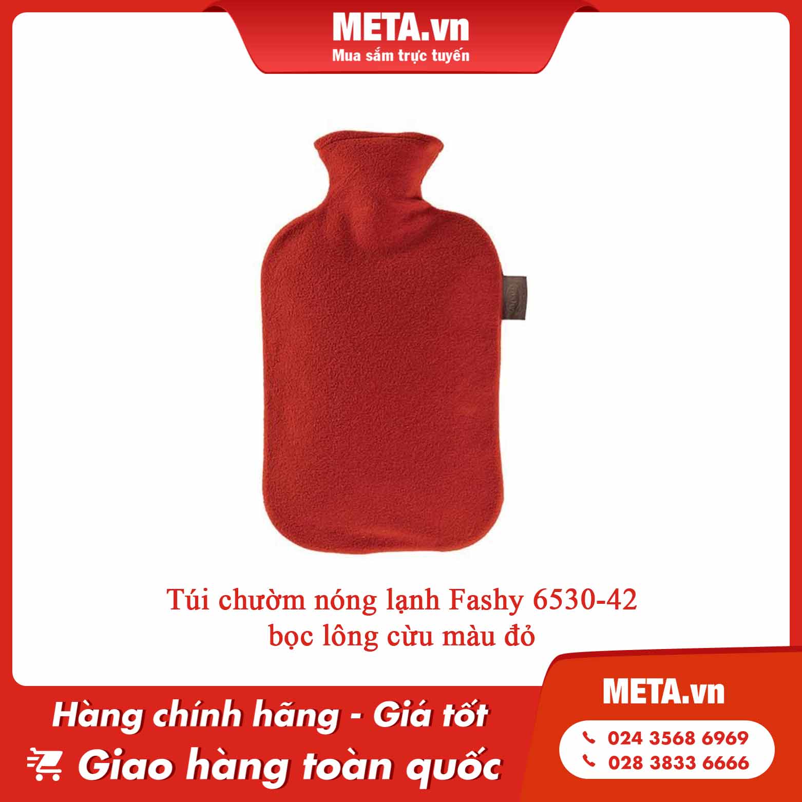 Túi chườm nóng lạnh Fashy 6530-42 bọc lông cừu màu đỏ