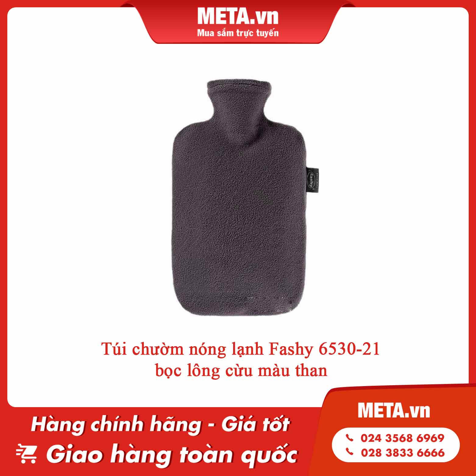 Túi chườm nóng lạnh Fashy 6530-21 bọc lông cừu màu than