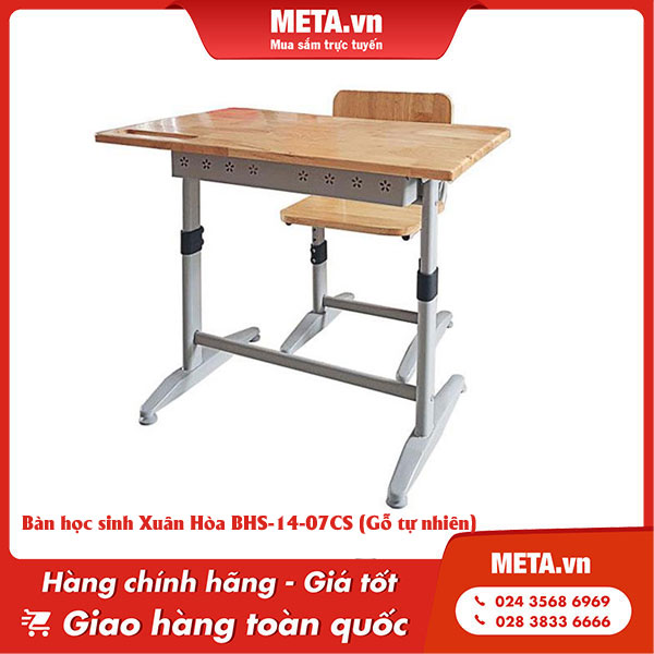 Bàn học sinh gỗ tự nhiên Xuân Hòa BHS-14-07CS