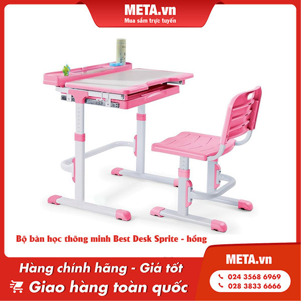 Bộ bàn học cho bé gái lớp 1 Best Desk Sprite - hồng