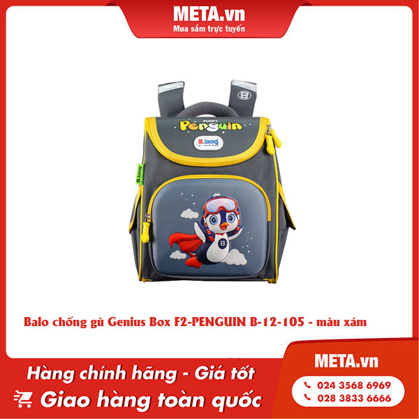Balo chống gù Genius Box F2-PENGUIN B-12-105 - màu xám