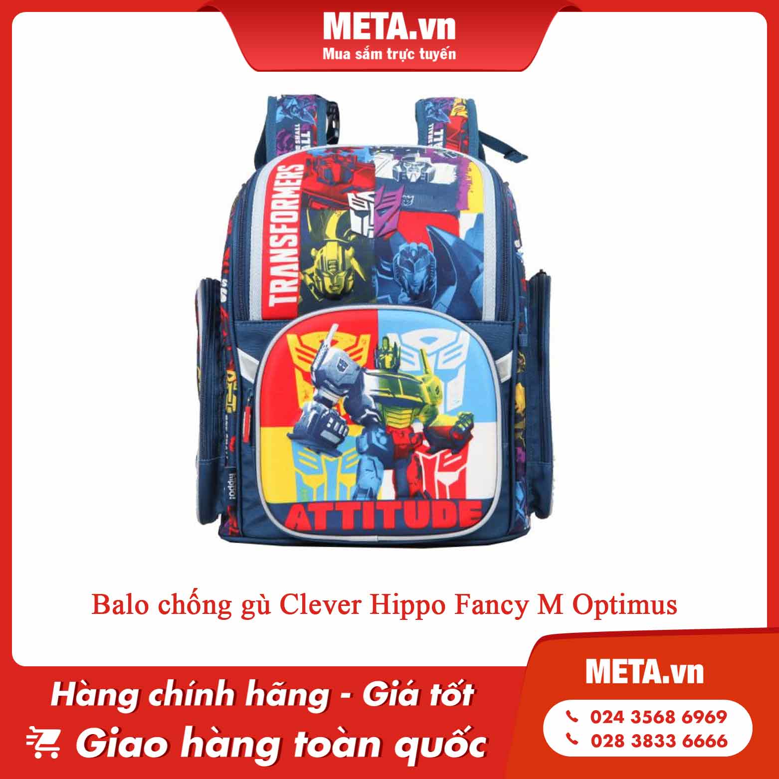 Balo siêu nhân cho bé trai Clever Hippo Fancy M Optimus