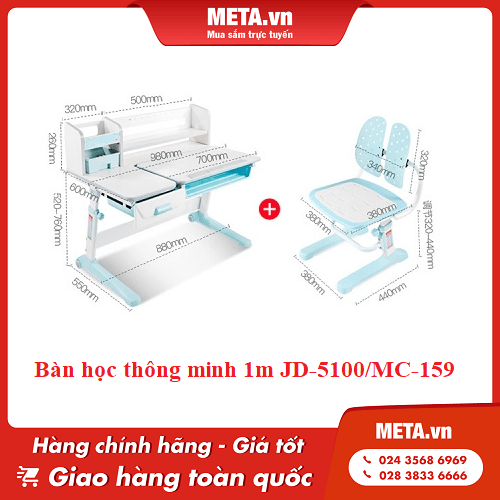 Bàn học sinh màu trắng 1m JD-5100/MC-159