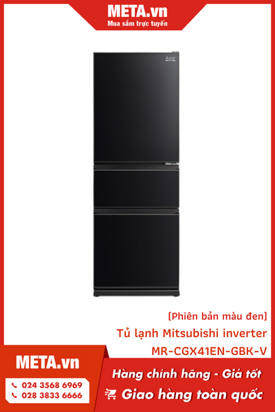 Tủ lạnh 3 cánh có ngăn đông mềm Mitsubishi Inverter 330 lít MR-CGX41EN-GBK-V (Màu đen)