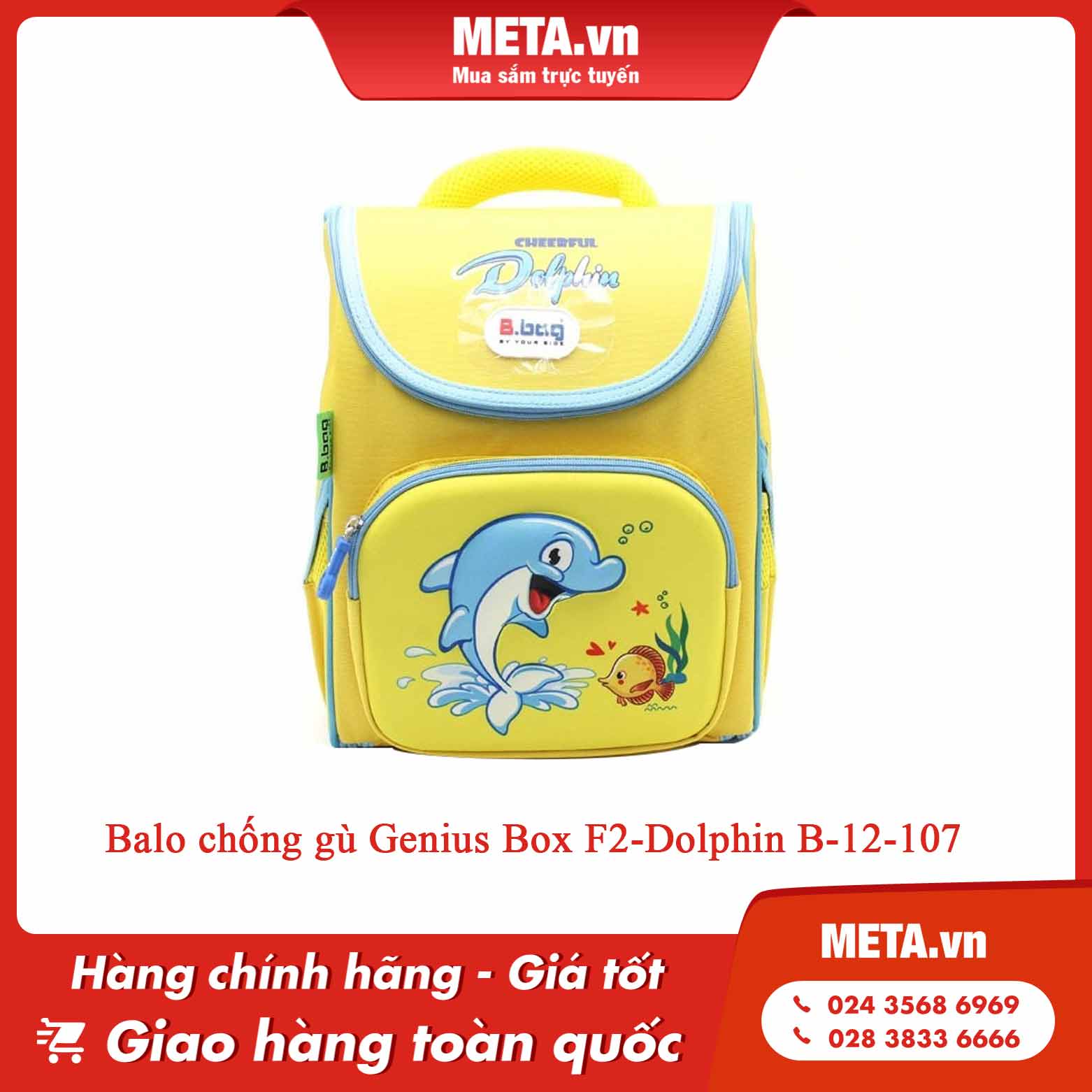 Balo chống gù Genius Box F2-Dolphin B-12-107 - Vàng