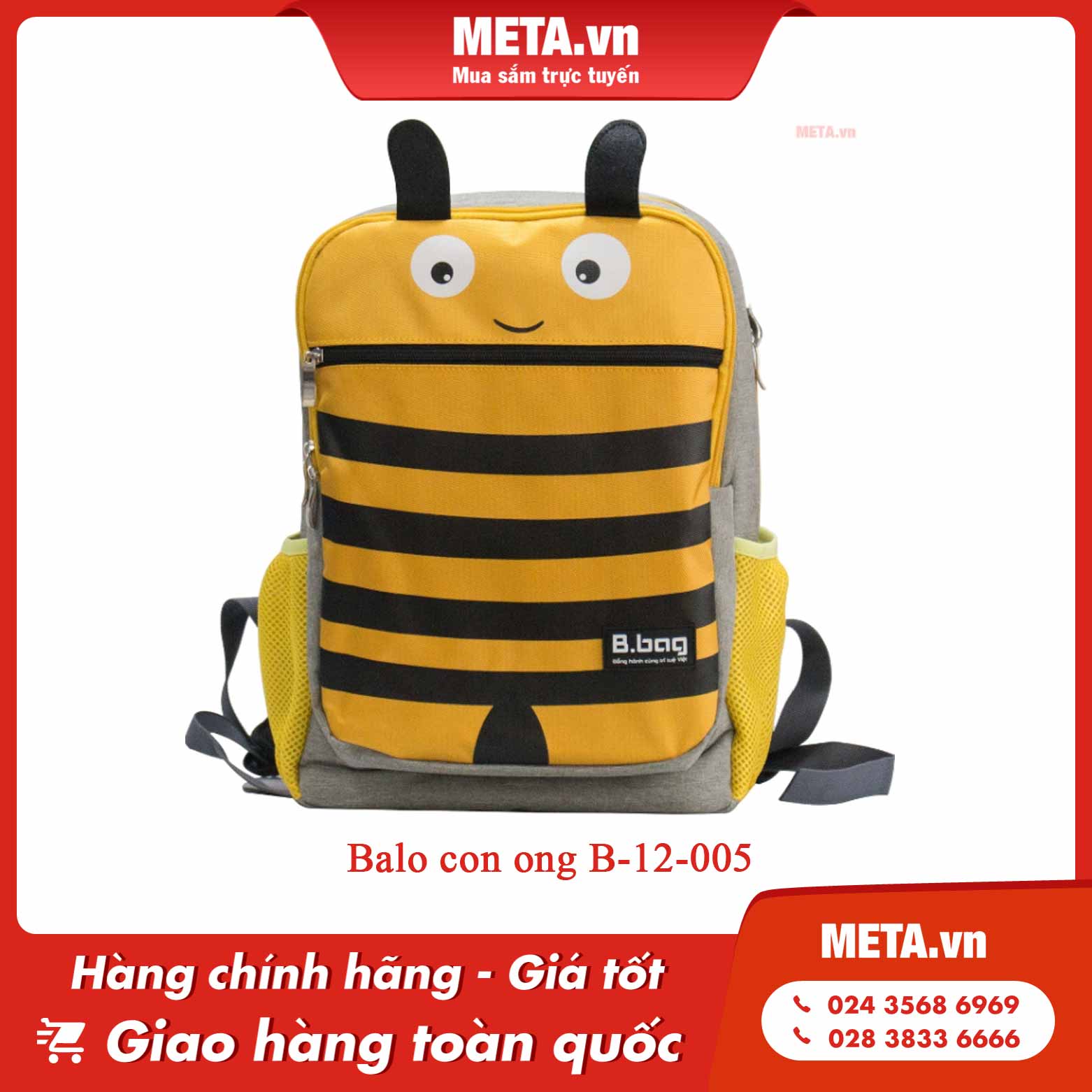 Cặp đi học nữ cấp 1 cá tính con ong B-12-005