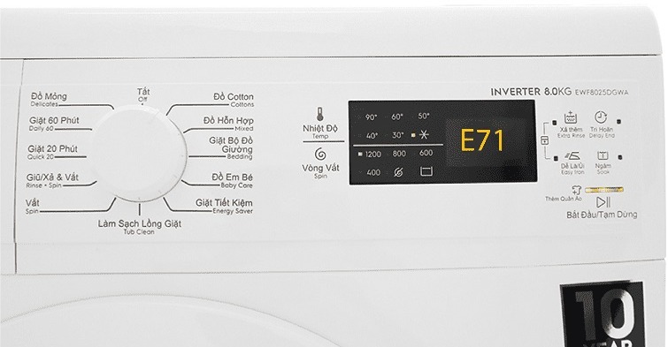 Lỗi E71 máy giặt Electrolux là gì? 
