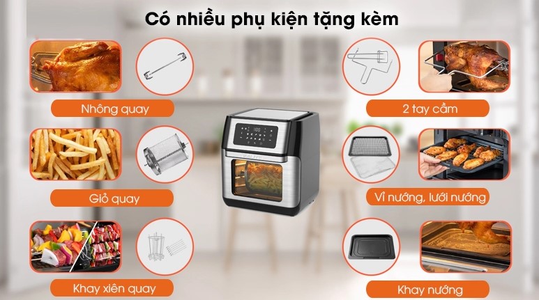 Bộ phụ kiện đa dạng, chế biến được nhiều món ăn
