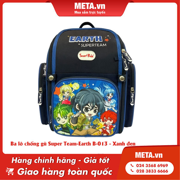 Ba lô chống gù Super Team-Earth B-013 - Xanh đen