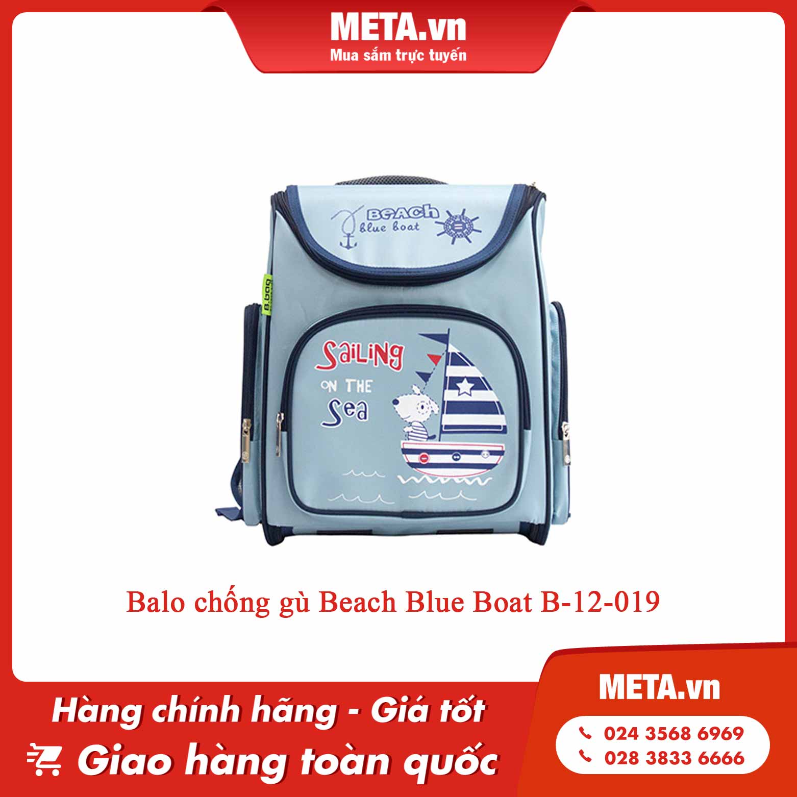 Balo chống gù Beach Blue Boat B-12-019