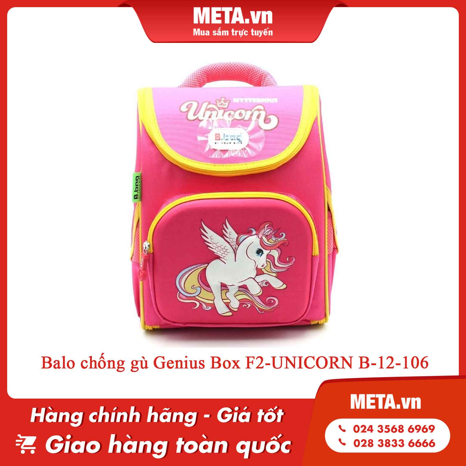 Balo chống gù Genius Box F2-UNICORN B-12-106 - Hồng