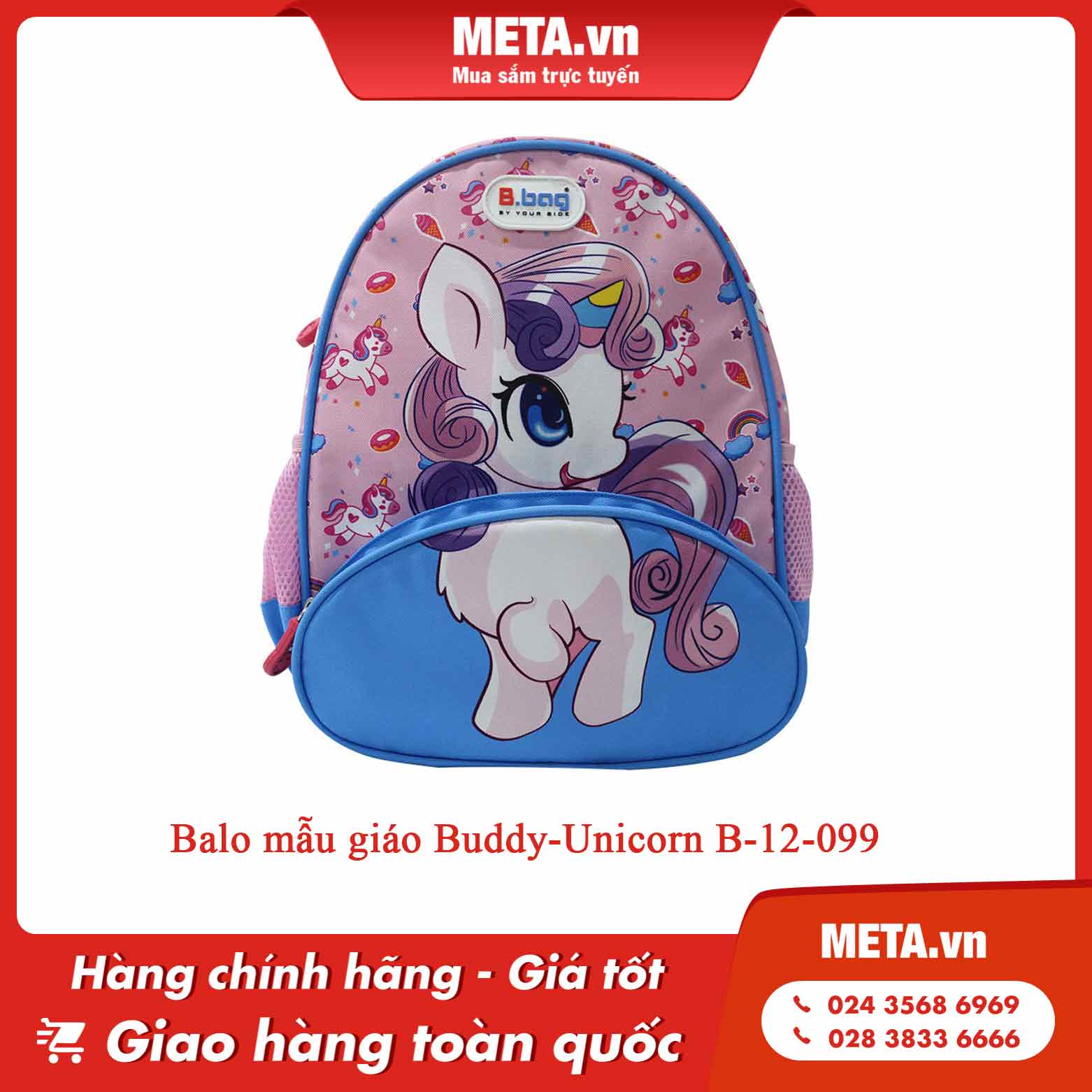 Balo mẫu giáo Buddy-Unicorn B-12-099 - Hồng