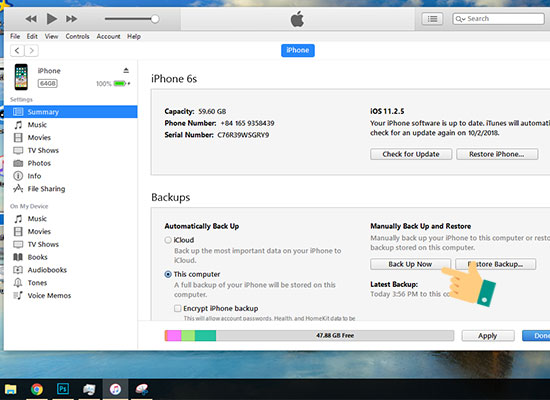 Cách sao lưu iPhone bằng máy tính chạy Windows