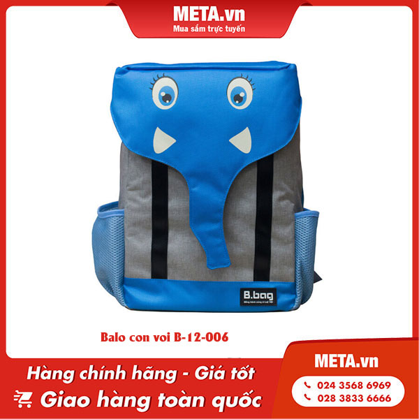 Balo đi học màu xanh dương con voi B-12-006