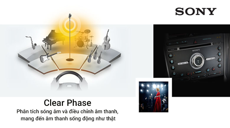 Công nghệ âm thanh Clear Phase với khả năng tùy chỉnh âm lượng phù hợp với môi trường bên ngoài
