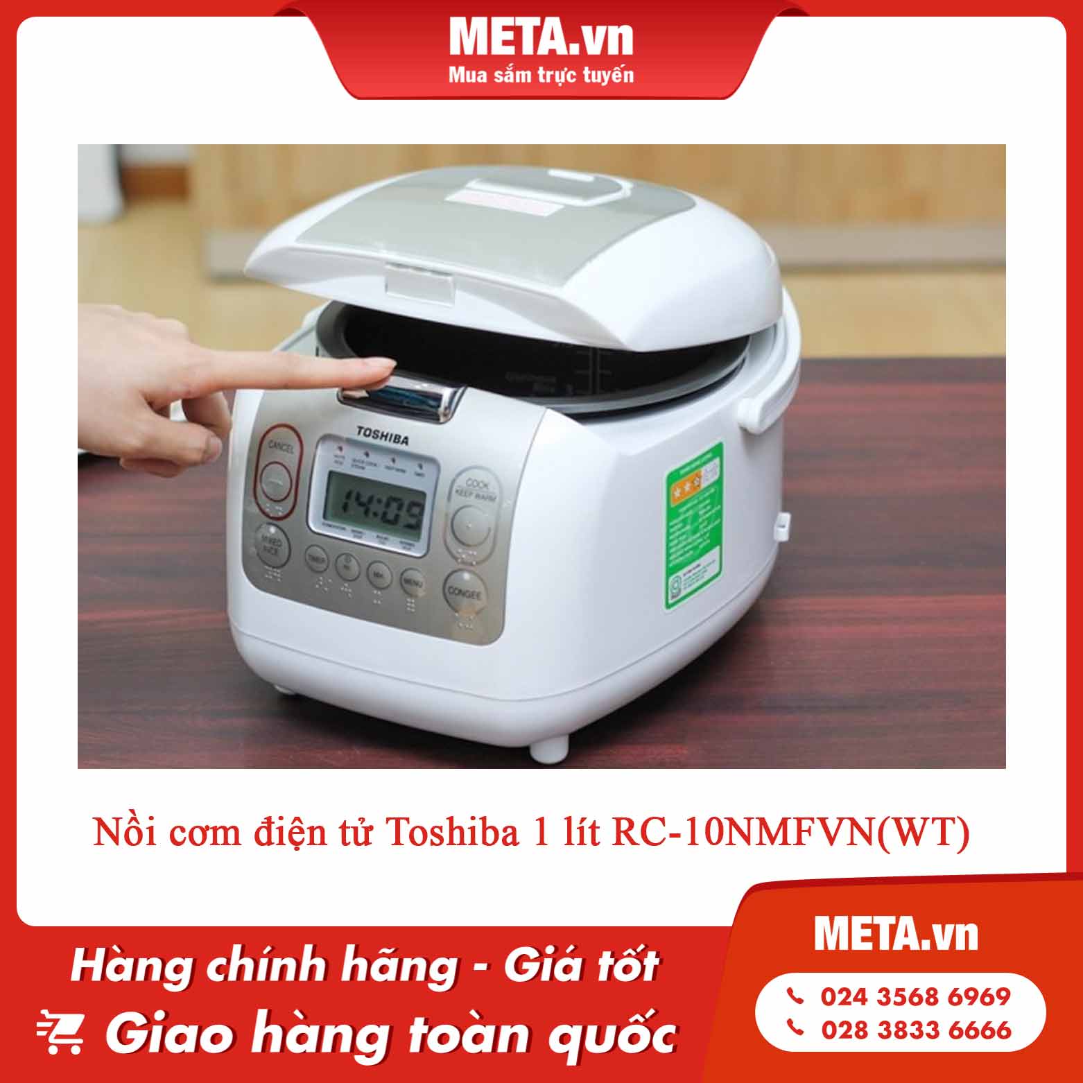 Nồi cơm điện tử Toshiba 1 lít RC-10NMFVN(WT)