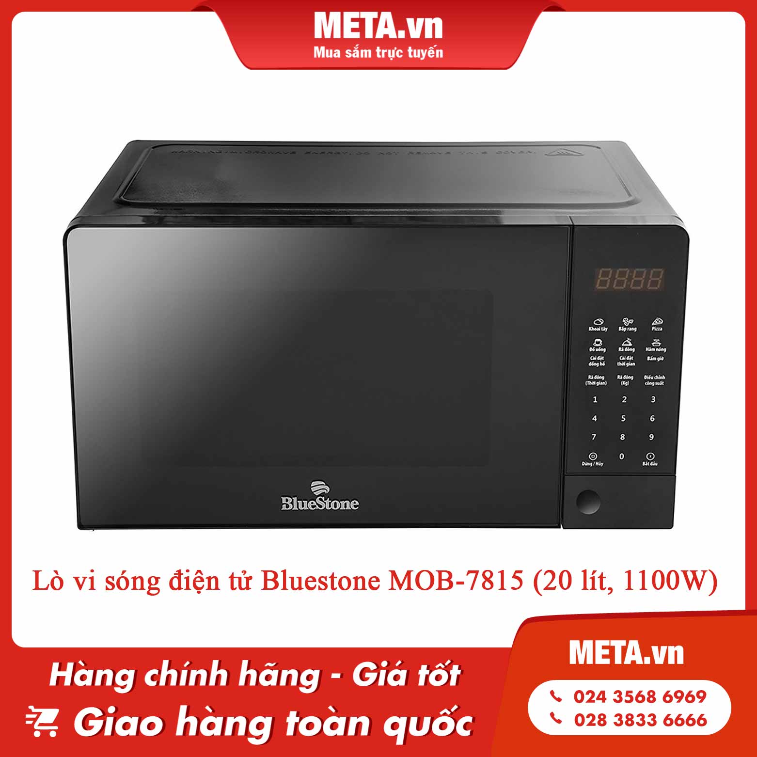 Lò vi sóng điện tử Bluestone MOB-7815 (20 lít, 1100W)