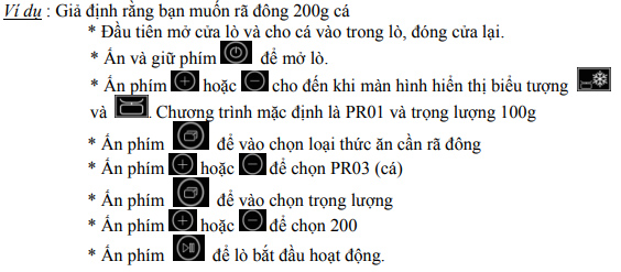 Rã đông thực phẩm bằng lò vi sóng Malloca theo trọng lượng