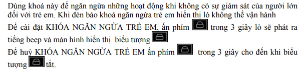 Tính năng khóa ngăn ngừa trẻ em
