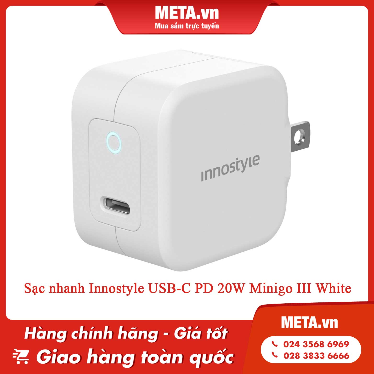 Sạc nhanh Innostyle USB-C PD 20W Minigo III White (IC20PDWHI)
