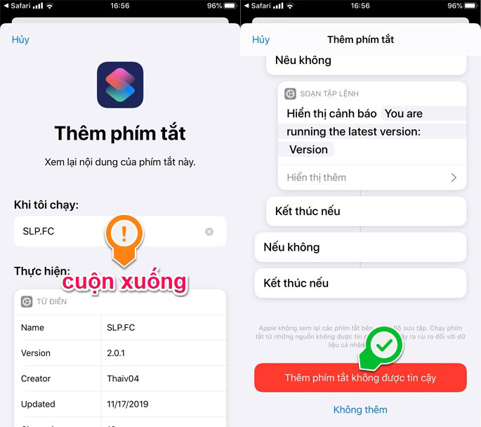 Nhấn vào ứng dụng đó rồi thêm phím tắt mới tải về vào thư viện Siri Shortcuts