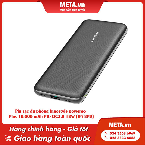 Pin sạc dự phòng Innostyle powergo Plus 10.000 mAh PD/QC3.0 18W (IP18PD)