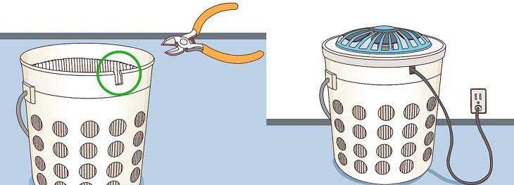 Cố định quạt vào xô