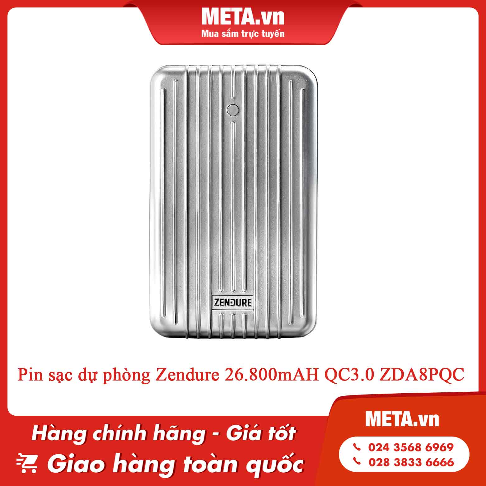 Pin sạc dự phòng Zendure 26.800mAH QC3.0 ZDA8PQC