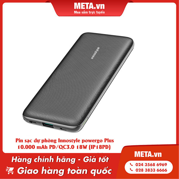 Pin sạc dự phòng Innostyle powergo Plus 10.000 mAh PD/QC3.0 18W (IP18PD)