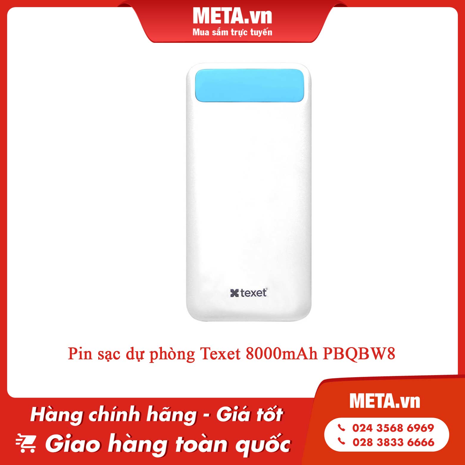 Pin sạc dự phòng Texet 8000mAh PBQBW8