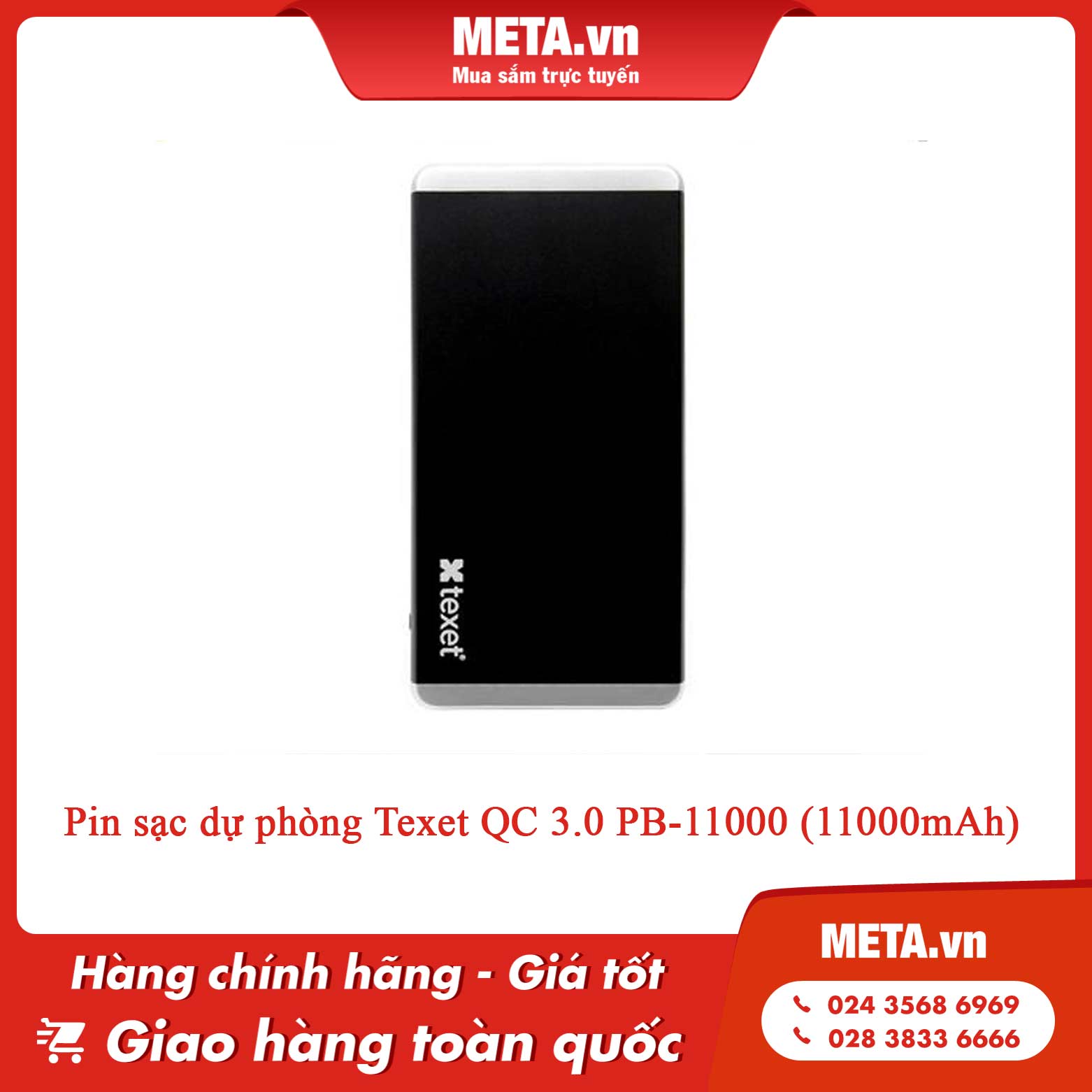 Pin sạc dự phòng Texet QC 3.0 PB-11000 (11000mAh)