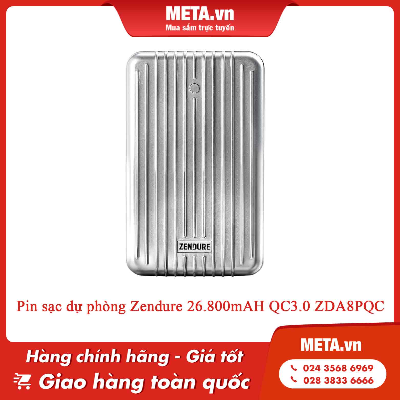 Pin sạc dự phòng Zendure 26.800mAH QC3.0 ZDA8PQC